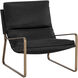 Zancor Antique Brass / Charcoal Black Leather Lounge Chair